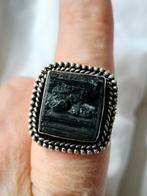 Zilveren ring met tourmaline maat 18, Sieraden, Tassen en Uiterlijk, Ringen, 18 tot 19, Verzenden, Zwart, Nieuw