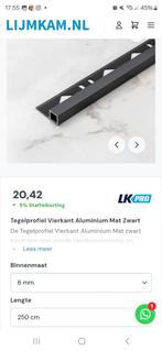 Tegelprofiel vierkant aluminium 6mm, Doe-het-zelf en Verbouw, Sanitair, Ophalen of Verzenden, Nieuw, Rvs, Overige typen