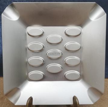 BARCLY design asbak. RVS. Reliëf. 15/15 cm.  beschikbaar voor biedingen