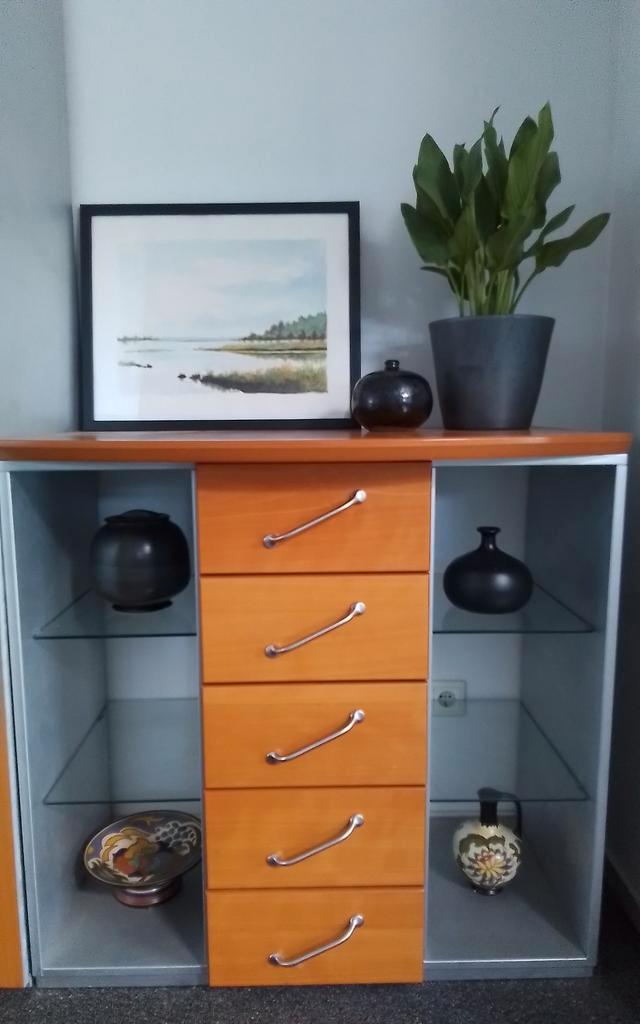 Dressoir cq vitrinekast van beuken, Huis en Inrichting, Kasten | Vitrinekasten, Zo goed als nieuw, Minder dan 100 cm, 25 tot 50 cm