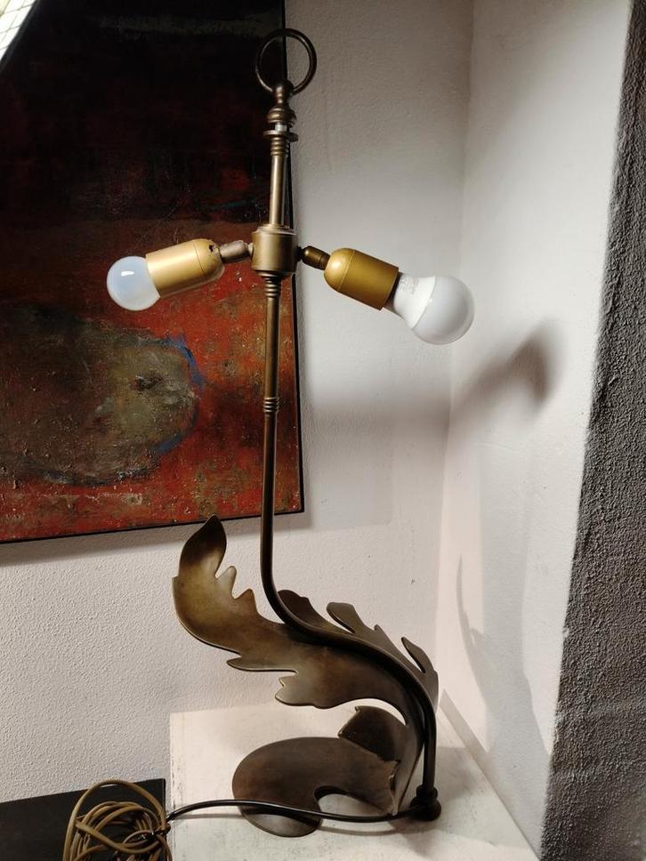 Vintage Hollywood Regency Messing Tafellamp, Antiek en Kunst, Antiek | Lampen, Ophalen of Verzenden