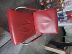 Leuke moderne rode leren zetel, Huis en Inrichting, Fauteuils, Ophalen, Zo goed als nieuw, Modern, 50 tot 75 cm