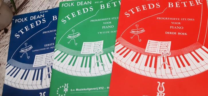 Complete serie Folk Dean pianoboeken Steeds Beter, Muziek en Instrumenten, Bladmuziek, Gebruikt, Les of Cursus, Piano, Ophalen of Verzenden