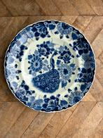 Prachtig Delfts Blauw wandbord met pauw, Ophalen