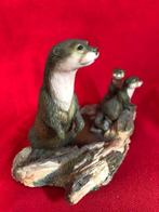 Otter Beeldje Moeder met 2 Kleintjes, Border Fine Arts, Ophalen of Verzenden, Dier, Zo goed als nieuw
