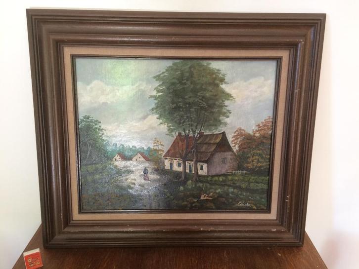 Oud boerderij klein huisje op kleigrond cottage boerderijtje, Huis en Inrichting, Woonaccessoires | Schilderijen, Tekeningen en Foto's