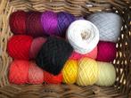 Restjes garen paars, roze, rood, oranje, geel, Verzenden, Gebruikt, Breien of Haken, Wol of Garen