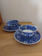 2 Kop en schotels (Tea Drinker) blauw, Ophalen of Verzenden