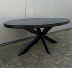 Eettafel ovaal mangohout zwart 180cm met matrixpoot, Ophalen of Verzenden, Zo goed als nieuw, Vijf personen of meer, 150 tot 200 cm