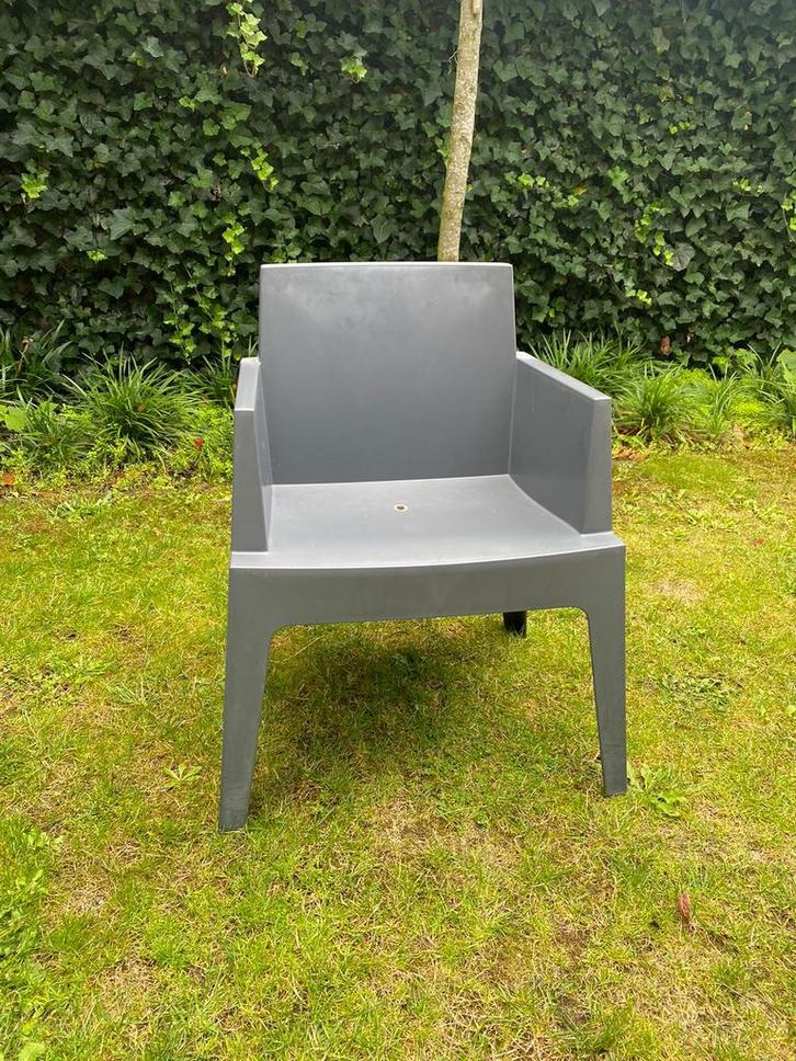Box tuinstoel ‘the original’ (8x) - antraciet, Tuin en Terras, Tuinstoelen, Gebruikt, Kunststof, Ophalen