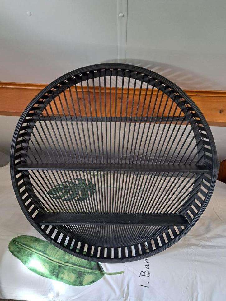 Groot zwart bamboe wandrek l wanddecoratie, ø79 cm., Huis en Inrichting, Woonaccessoires | Wandplanken en Boekenplanken, Zo goed als nieuw