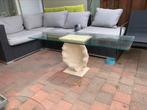 Glazen blad met marmere voet, Ophalen, Gebruikt, 50 tot 75 cm, 50 tot 100 cm