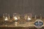 Glazen windlicht steenslag waxinehouder glas stoer landelijk, Verzenden, Nieuw