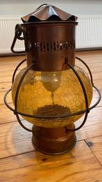 VINTAGE SCHEEPS-/KAJUIT-/PLAFONDLAMP ROOD KOPER/GLAS, Huis en Inrichting, Lampen | Hanglampen, Minder dan 50 cm, Ophalen of Verzenden