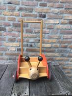 Vintage massief houten duwkar voor peuters.Hoogte 50 cm., Ophalen of Verzenden, Gebruikt