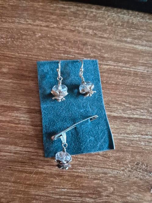 Zilveren oorbellen en hanger 925 lotus, Sieraden, Tassen en Uiterlijk, Oorbellen, Zo goed als nieuw, Zilver, Zilver, Ophalen of Verzenden