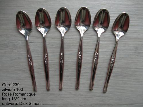 lepels, lepeltjes, Gero 239, Rose Romantique  zilvium 100, Huis en Inrichting, Keuken | Bestek, Zo goed als nieuw, Zilver, Ophalen of Verzenden