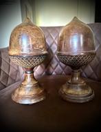Eikel Schaal 2x zwaar metaal brons kleurig curiosa brocante, Verzenden