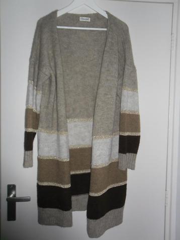 Transfer Beige/bruin Gestreept Lang Vest Maat 2 = Maat M beschikbaar voor biedingen