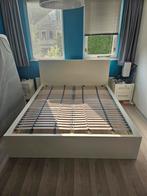 Ikea Malm bed met lattenbodems, Huis en Inrichting, Slaapkamer | Bedden, Ophalen, Gebruikt, Wit, Tweepersoons