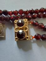 14 krt gouden slot met 2 rij  donkere  granaten, Sieraden, Tassen en Uiterlijk, Antieke sieraden, Verzenden, Goud, Ketting