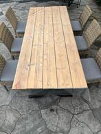 Buitentafel met 6 stoelen, Tuin en Terras, Ophalen, Gebruikt, Rechthoekig, Hout