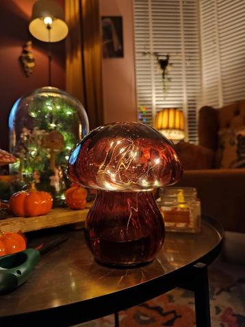 Lamp paddestoel/ herfst decoratie rood/bordeaux  beschikbaar voor biedingen
