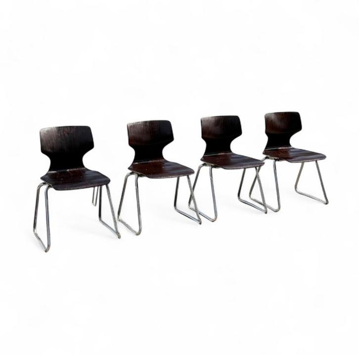 4x Vintage Pagholz Flötotto Stoelen  - Klassiek Design, Huis en Inrichting, Stoelen, Gebruikt, Vier, Hout, Bruin, Ophalen