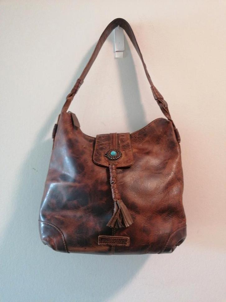 Micmacbags Bruine Leren Handtas, Sieraden, Tassen en Uiterlijk, Tassen | Damestassen, Gebruikt, Handtas, Bruin, Ophalen of Verzenden