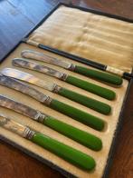 Vintage botermesjes (6 stuks) met groene handvatten, Ophalen of Verzenden