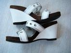 Wit met zilveren sleehak slipper, maat 37 Nieuw, Slippers, Verzenden, Wit, Nieuw