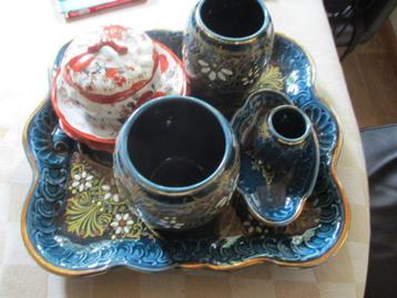 servies antiek blauw groen rood wit porselein puntgaaf oud beschikbaar voor biedingen