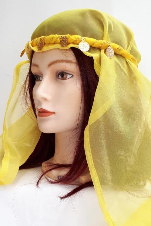 1001-nacht hoofdbandje met sluiertje (geel), Kleding | Dames, Carnavalskleding en Feestkleding, Nieuw, Accessoires, Ophalen of Verzenden
