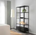 VITTSJÖ Stellingkast, zwartbruin/glas, 100x175 cm, Ophalen, Zo goed als nieuw