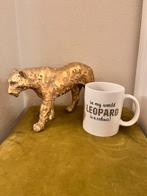 Luipaard beeldje goudkleur & mok met luipaard panterprint, Ophalen of Verzenden, Zo goed als nieuw, Dier