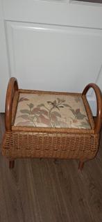 Vintage Rotan Bankje / Voetenbankje, Ophalen, Gebruikt, Riet of Rotan, Vintage