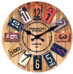 Ronde wandklok van hout Kensington Station London (25cm), Huis en Inrichting, Ophalen of Verzenden, Nieuw, Wandklok