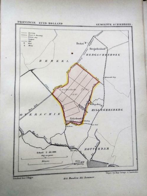 163/ Schiebroek / Hillegersberg / Litho 1867 Kuyper ZH, Antiek en Kunst, Kunst | Litho's en Zeefdrukken, Ophalen of Verzenden