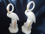 Twee wit flamingo's van porselein, gemerkt, Ophalen of Verzenden