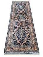 Handgeknoopt Perzisch wol tapijt Kirman loper blue 73x192cm