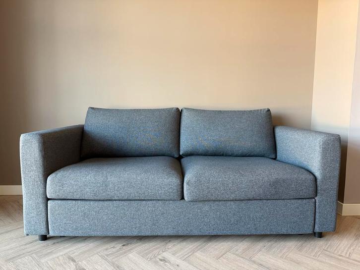 Grijze IKEA VIMLE 2-zits slaapbank + voetenbank, Huis en Inrichting, Banken | Sofa's en Chaises Longues, Zo goed als nieuw, Tweepersoons