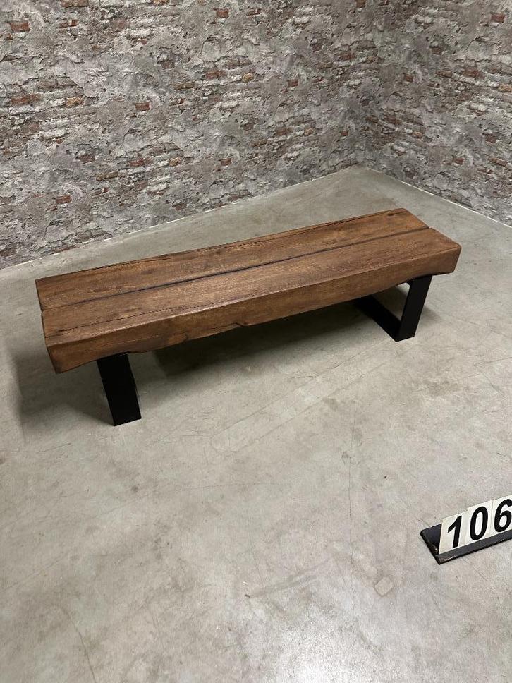 Eiken houten bank nr1070, Huis en Inrichting, Banken | Bankstellen, Nieuw, Rechte bank, Tweepersoons, 150 tot 200 cm, Minder dan 75 cm