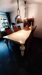 Grote robuuste eettafel met 6 loom stoelen., Huis en Inrichting, Ophalen, Zo goed als nieuw