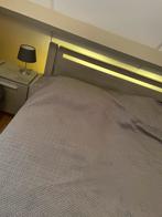 Grijs eiken bed 167x212 + nachtkastjes & z.g.a.n. matras, Huis en Inrichting, Tweepersoons, Ophalen of Verzenden, Overige maten