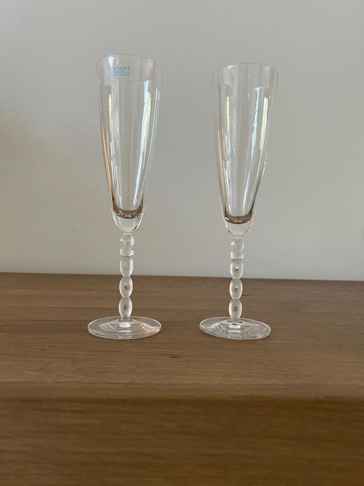 2 Champagne Fluit Glazen, Millennium-2000, Schott, Nieuw!, Verzamelen, Glas en Borrelglaasjes, Nieuw, Overige typen, Ophalen of Verzenden