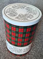 Mooi vintage Tomadoblik met schotse ruit en bloemen, 23 cm h, Verzamelen, Blikken, Ophalen, Zo goed als nieuw, Overige merken