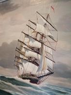 SUPER GROOT 100X70CM OLIEVERF OP DOEK MARITIEM GESIGNEERD, Ophalen