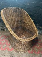 Vintage rotan kuipstoel fauteuil zeventies bohemian, Ophalen, Gebruikt, Bruin, Riet of Rotan