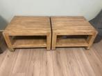2 salontafels en dressoir hout met grey wash, Ophalen, 50 tot 100 cm, Vierkant, Zo goed als nieuw