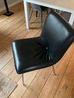 Zwarte leren design stoel, Gebruikt, Zwart, Ophalen of Verzenden, Metaal